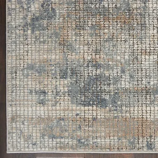 Blue and Beige Tally Textured Area Rug, 5x7