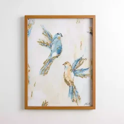 Blue and Gold Birds Framed Art Print