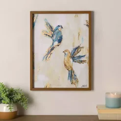 Blue and Gold Birds Framed Art Print