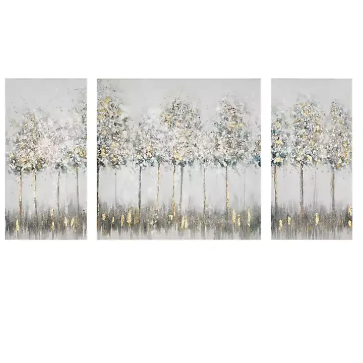 Blue and Gold Trees Canvas Art Prints, Set of 3