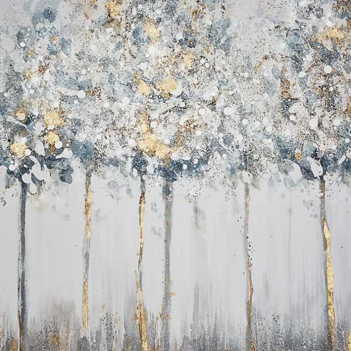 Blue and Gold Trees Canvas Art Prints, Set of 3