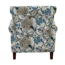 Blue and Green Floral Upholstered Accent Chair