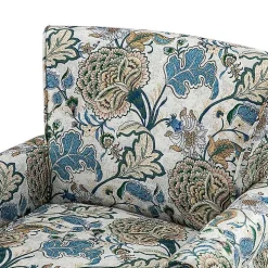 Blue and Green Floral Upholstered Accent Chair