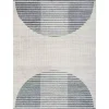 Blue and Ivory Half Moon Washable Area Rug, 5x7