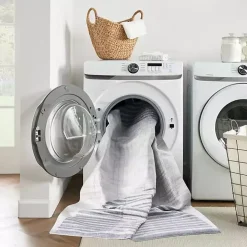 Blue and Ivory Striped Half Moon Area Rug, 8x10