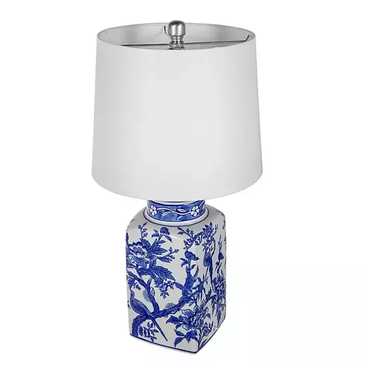 Blue and White Bird Pattern Table Lamp