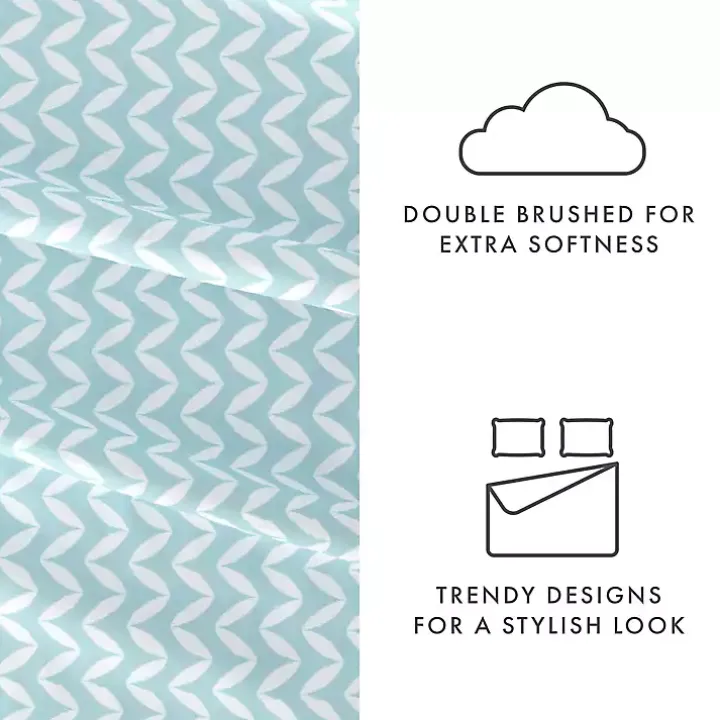 Blue and White Chevron 3-pc. Twin Sheet Set