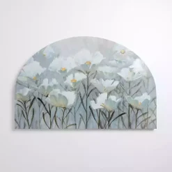 Blue and White Florals Arched Canvas Art Print