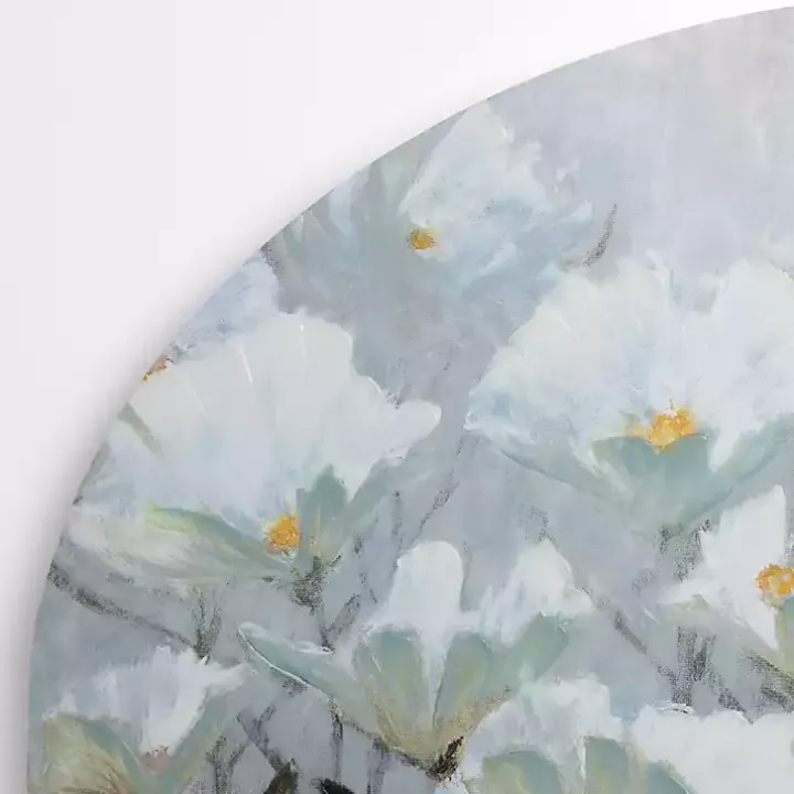 Blue and White Florals Arched Canvas Art Print