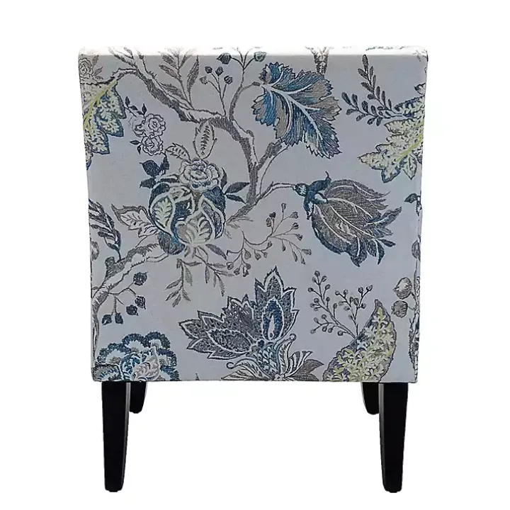 Blue and Yellow Floral Upholstered Accent Chair