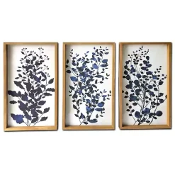 Blue Branches Framed Canvas Art Prints, Set of 3
