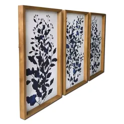 Blue Branches Framed Canvas Art Prints, Set of 3