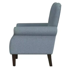 Blue Button-Tufted Rolled Arm Accent Chair