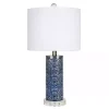 Blue Ceramic Embossed Spiro Table Lamp