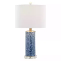 Blue Ceramic Embossed Spiro Table Lamp