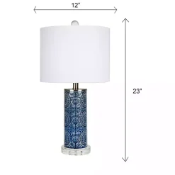 Blue Ceramic Embossed Spiro Table Lamp