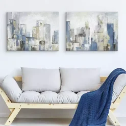 Blue City Canvas Art Prints, Set of 2