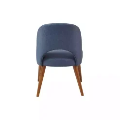 Blue Cut-Out Pecan Wood Dining Chairs, Set of 2