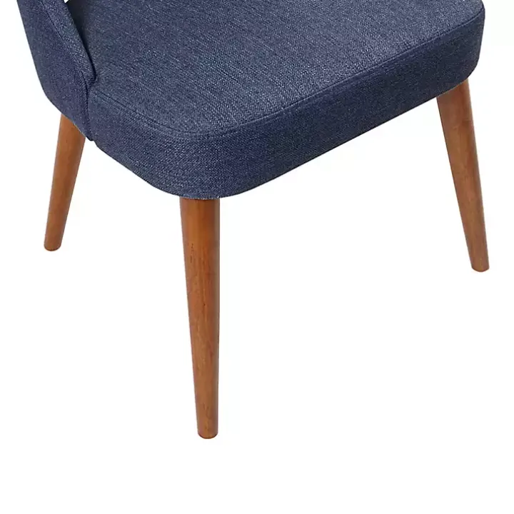 Blue Cut-Out Pecan Wood Dining Chairs, Set of 2