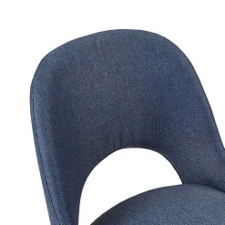 Blue Cut-Out Pecan Wood Dining Chairs, Set of 2