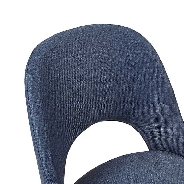 Blue Cut-Out Pecan Wood Dining Chairs, Set of 2