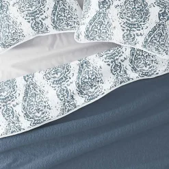 Blue Damask Reversible 2-pc. Twin Quilt Set