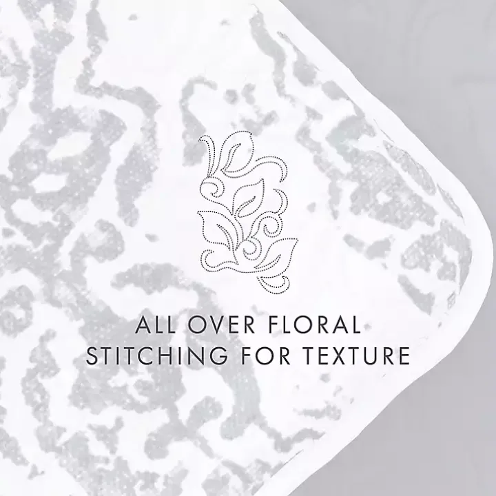 Blue Damask Reversible 2-pc. Twin Quilt Set