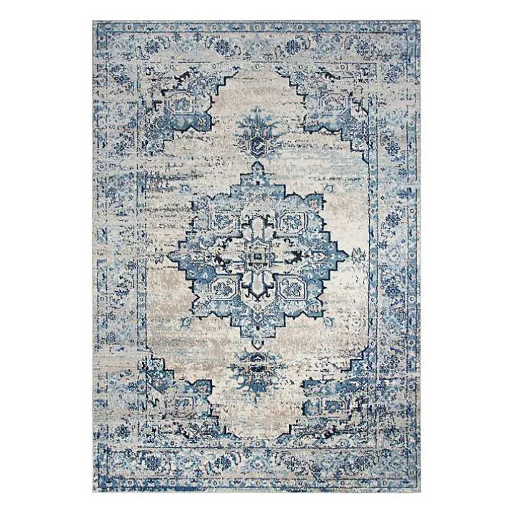 Blue Edward Medallion Area Rug, 8x10