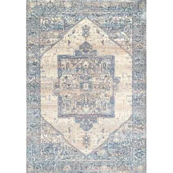 Blue Eli Medallion Fringe Area Rug, 8x10