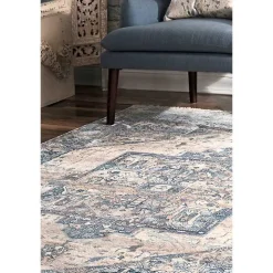 Blue Eli Medallion Fringe Area Rug, 8x10