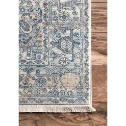 Blue Eli Medallion Fringe Area Rug, 8x10