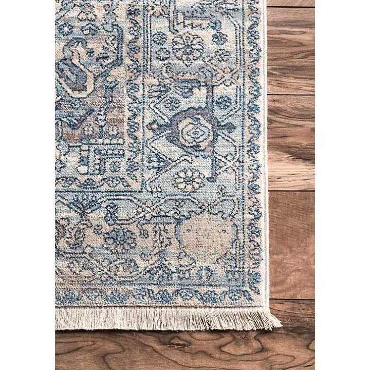 Blue Eli Medallion Fringe Area Rug, 8x10