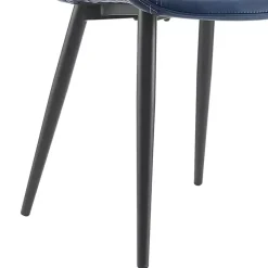 Blue Faux Leather Stitched Chairs, Set of 2