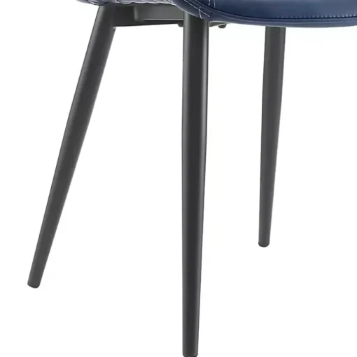 Blue Faux Leather Stitched Chairs, Set of 2