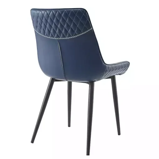 Blue Faux Leather Stitched Chairs, Set of 2