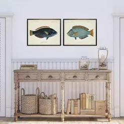 Blue Fish Framed Art Prints, Set of 2