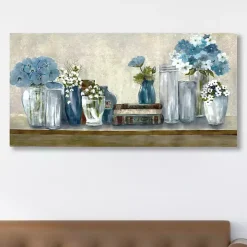 Blue Floral Desk Giclee Canvas Print, 40x20 in.