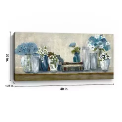 Blue Floral Desk Giclee Canvas Print, 40x20 in.