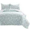 Blue Floral Reversible 3-pc. King Quilt Set