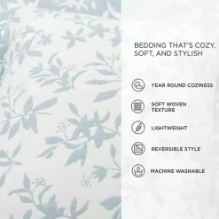 Blue Floral Reversible 3-pc. King Quilt Set