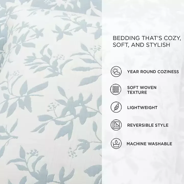 Blue Floral Reversible 3-pc. King Quilt Set