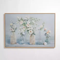 Blue Floral Still Life Framed Canvas Art Print