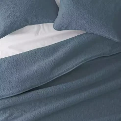 Blue Floral Stitch 3-pc. Queen Quilt Set