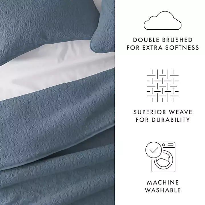 Blue Floral Stitch 2-pc. Twin Quilt Set