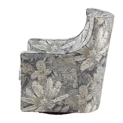 Blue Floral Swivel Mica Glider Accent Chair