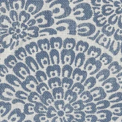 Blue Floral Upholstered Square Storage Ottoman