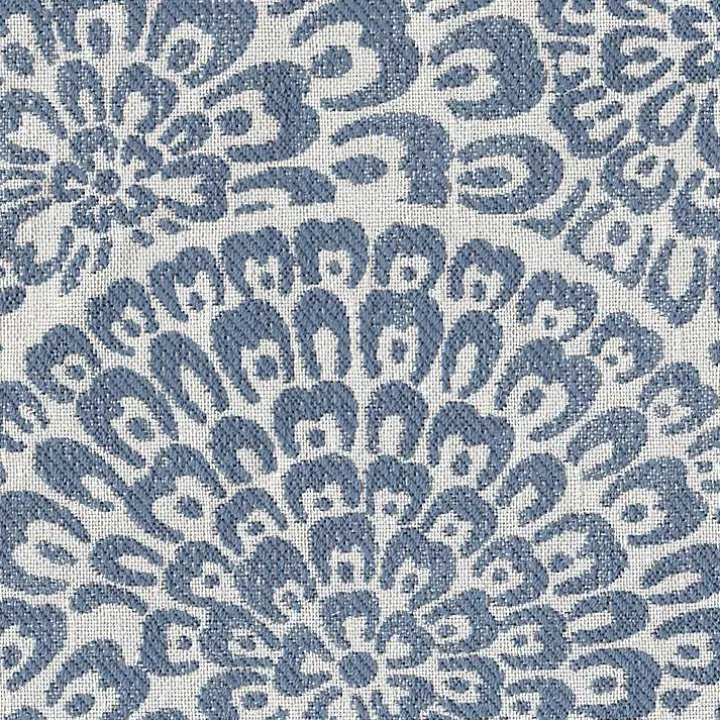 Blue Floral Upholstered Square Storage Ottoman