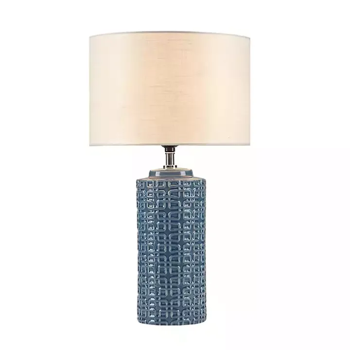 Blue Geometric Ceramic Table Lamp