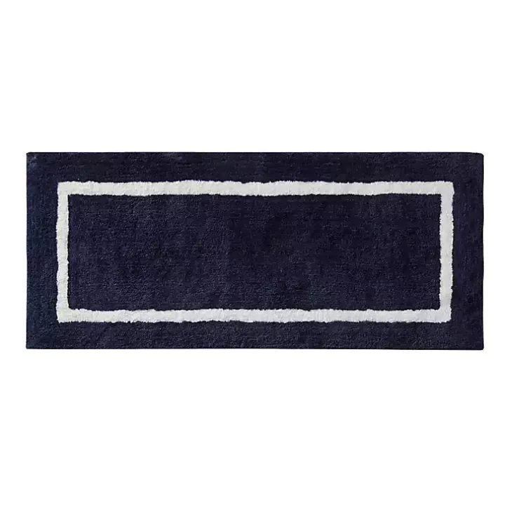 Blue Geometric Pattern Reversible Bath Mat, 60 in.