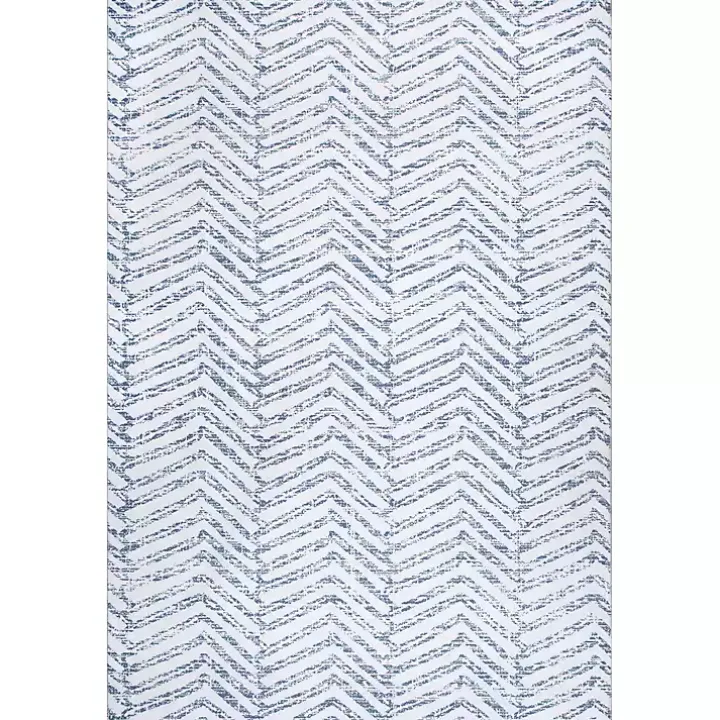 Blue Geometric Pattern Washable Area Rug, 4x6